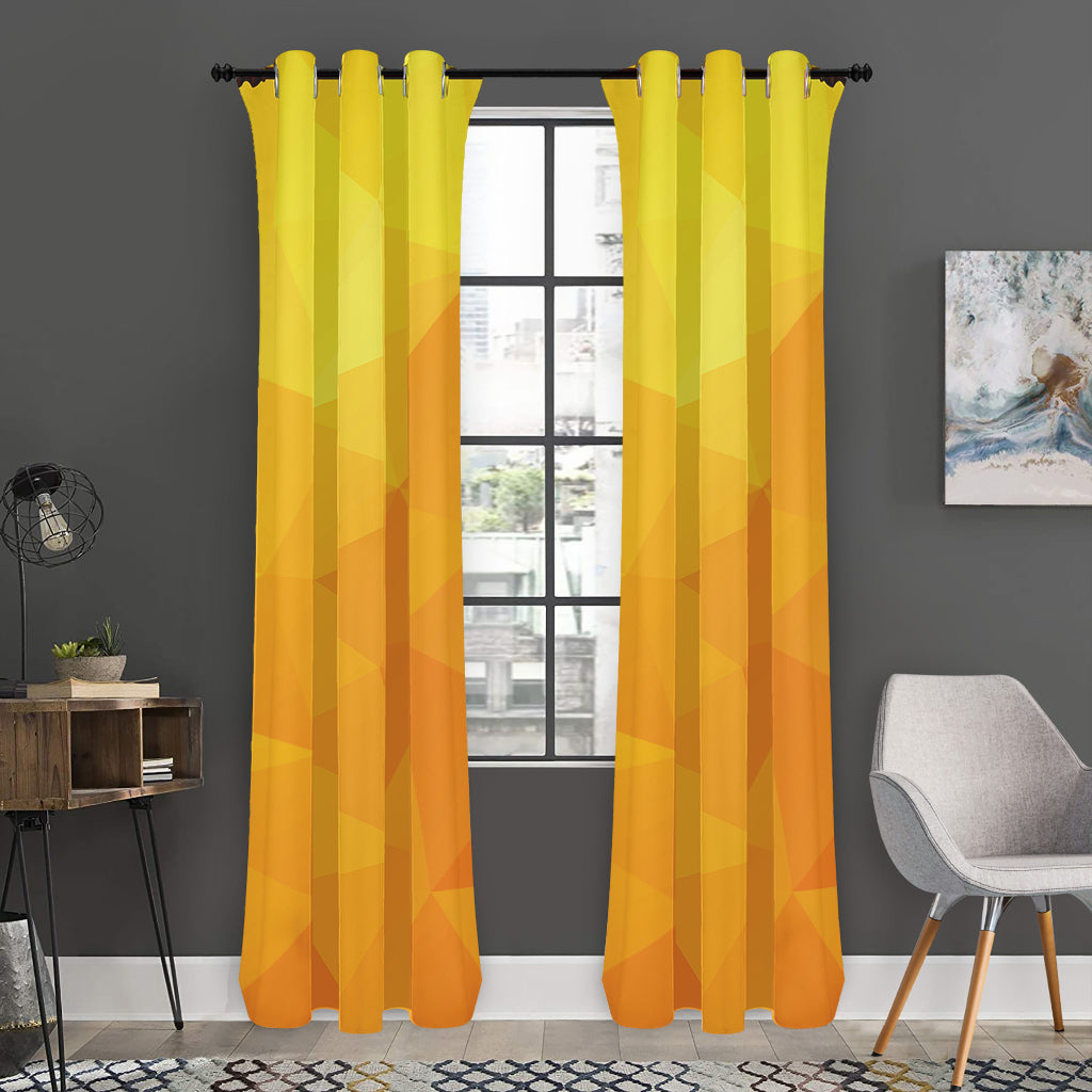Yellow Polygonal Geometric Print Curtain