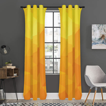 Yellow Polygonal Geometric Print Curtain