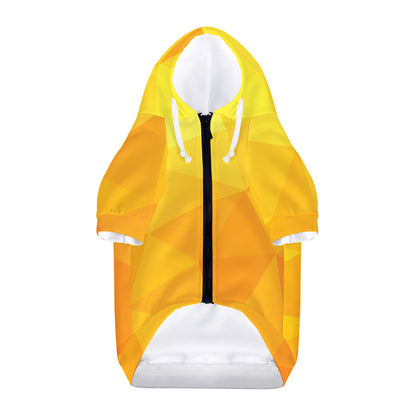 Yellow Polygonal Geometric Print Dog Zip Up Hoodie