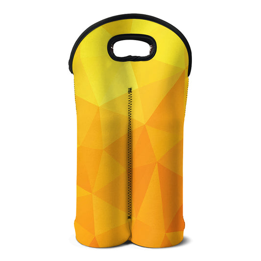 Yellow Polygonal Geometric Print Double Neoprene Wine Tote