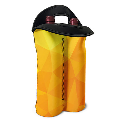 Yellow Polygonal Geometric Print Double Neoprene Wine Tote