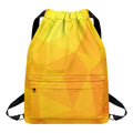 Yellow Polygonal Geometric Print Drawstring Backpack