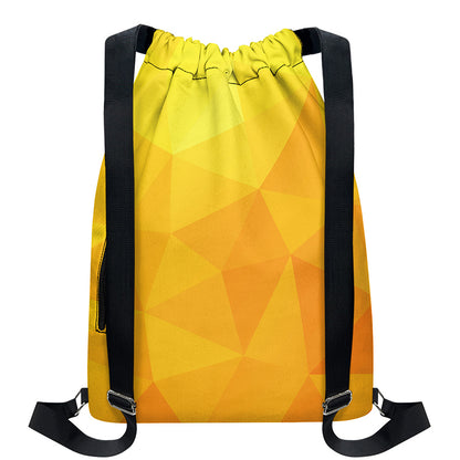 Yellow Polygonal Geometric Print Drawstring Backpack
