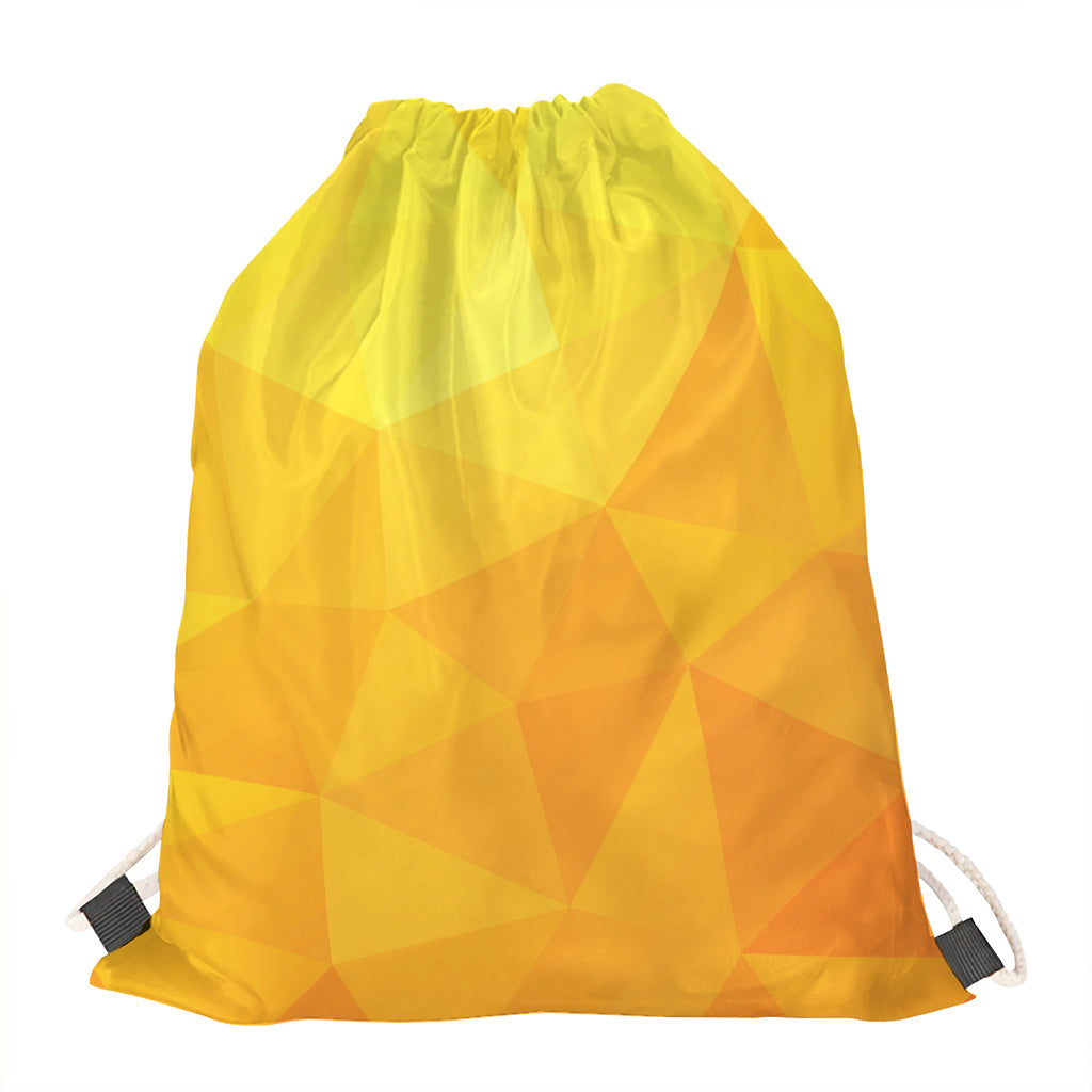 Yellow Polygonal Geometric Print Drawstring Bag