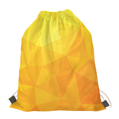 Yellow Polygonal Geometric Print Drawstring Bag