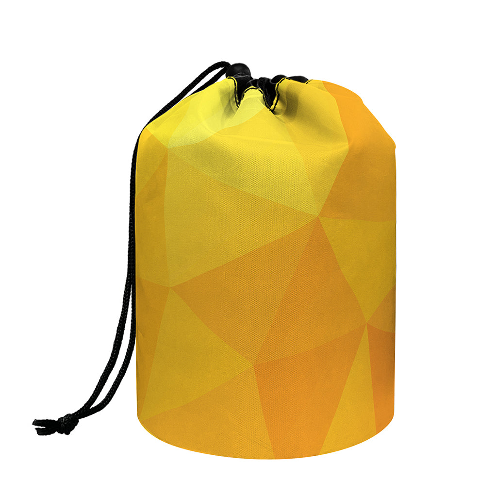 Yellow Polygonal Geometric Print Drawstring Makeup Bag