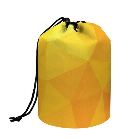 Yellow Polygonal Geometric Print Drawstring Makeup Bag
