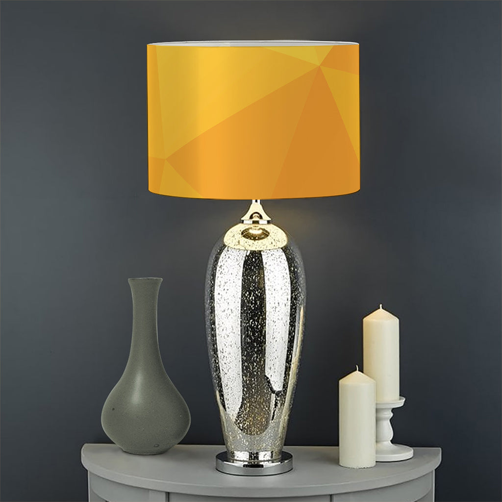 Yellow Polygonal Geometric Print Drum Lamp Shade