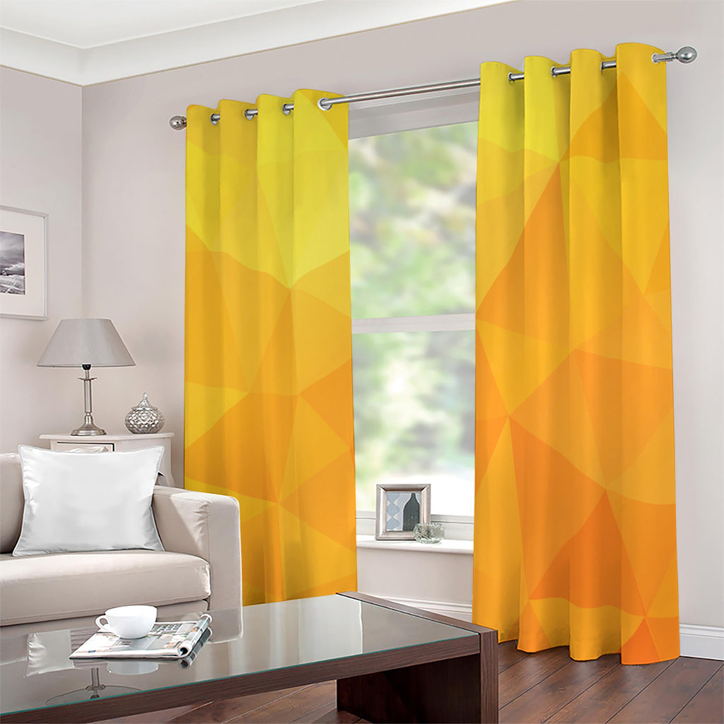 Yellow Polygonal Geometric Print Extra Wide Grommet Curtains