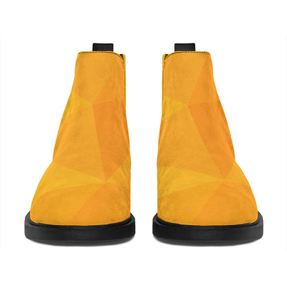 Yellow Polygonal Geometric Print Flat Ankle Boots