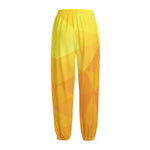Yellow Polygonal Geometric Print Fleece Lined Knit Pants