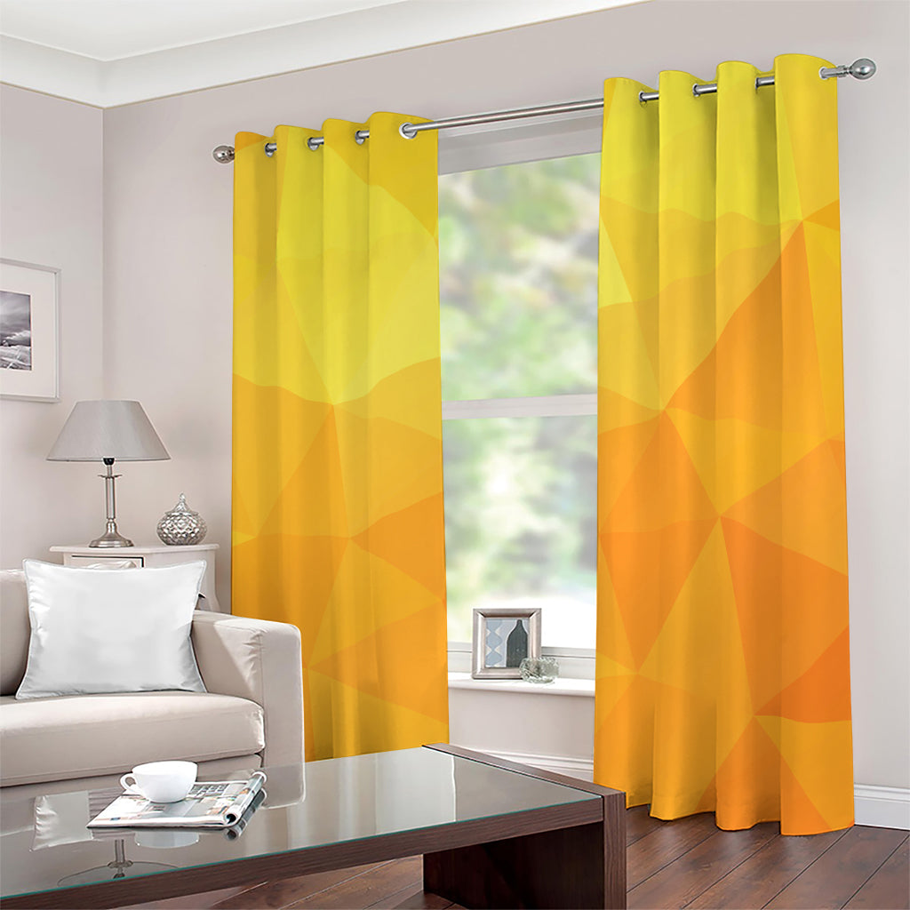 Yellow Polygonal Geometric Print Grommet Curtains