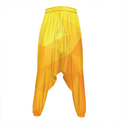 Yellow Polygonal Geometric Print Hammer Pants