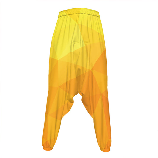 Yellow Polygonal Geometric Print Hammer Pants