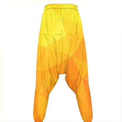 Yellow Polygonal Geometric Print Hammer Pants