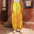Yellow Polygonal Geometric Print Harem Pants