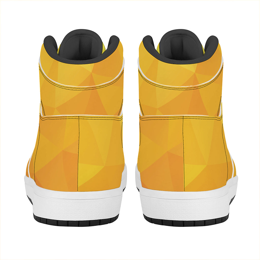 Yellow Polygonal Geometric Print High Top Leather Sneakers