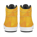 Yellow Polygonal Geometric Print High Top Leather Sneakers