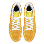 Yellow Polygonal Geometric Print High Top Leather Sneakers