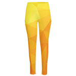 Yellow Polygonal Geometric Print High-Waisted Pocket Leggings