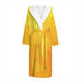 Yellow Polygonal Geometric Print Hooded Bathrobe