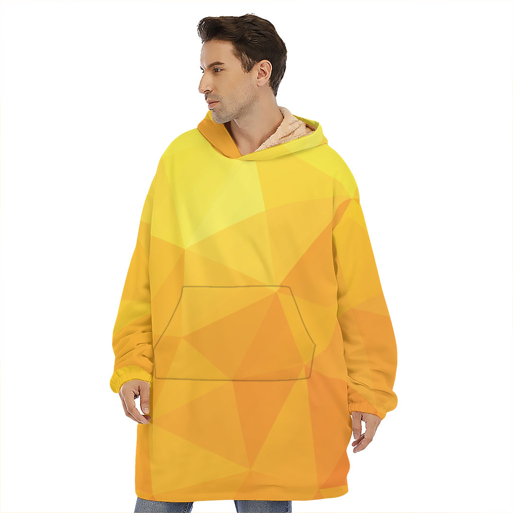 Yellow Polygonal Geometric Print Hoodie Blanket