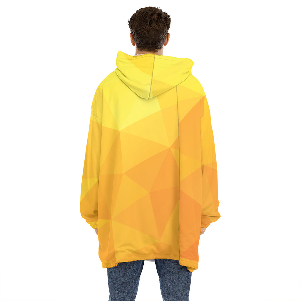 Yellow Polygonal Geometric Print Hoodie Blanket