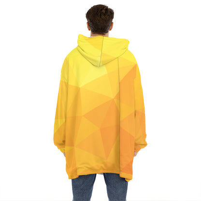 Yellow Polygonal Geometric Print Hoodie Blanket
