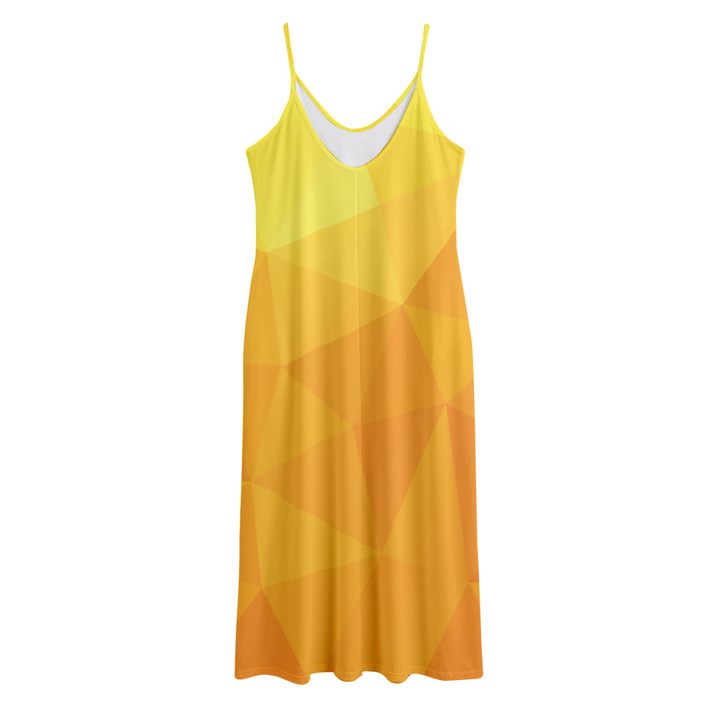 Yellow Polygonal Geometric Print Jersey Midi Cami Dress