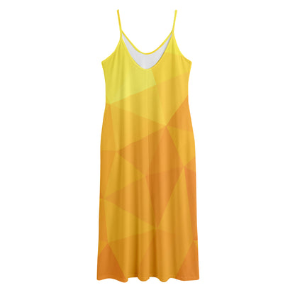 Yellow Polygonal Geometric Print Jersey Midi Cami Dress