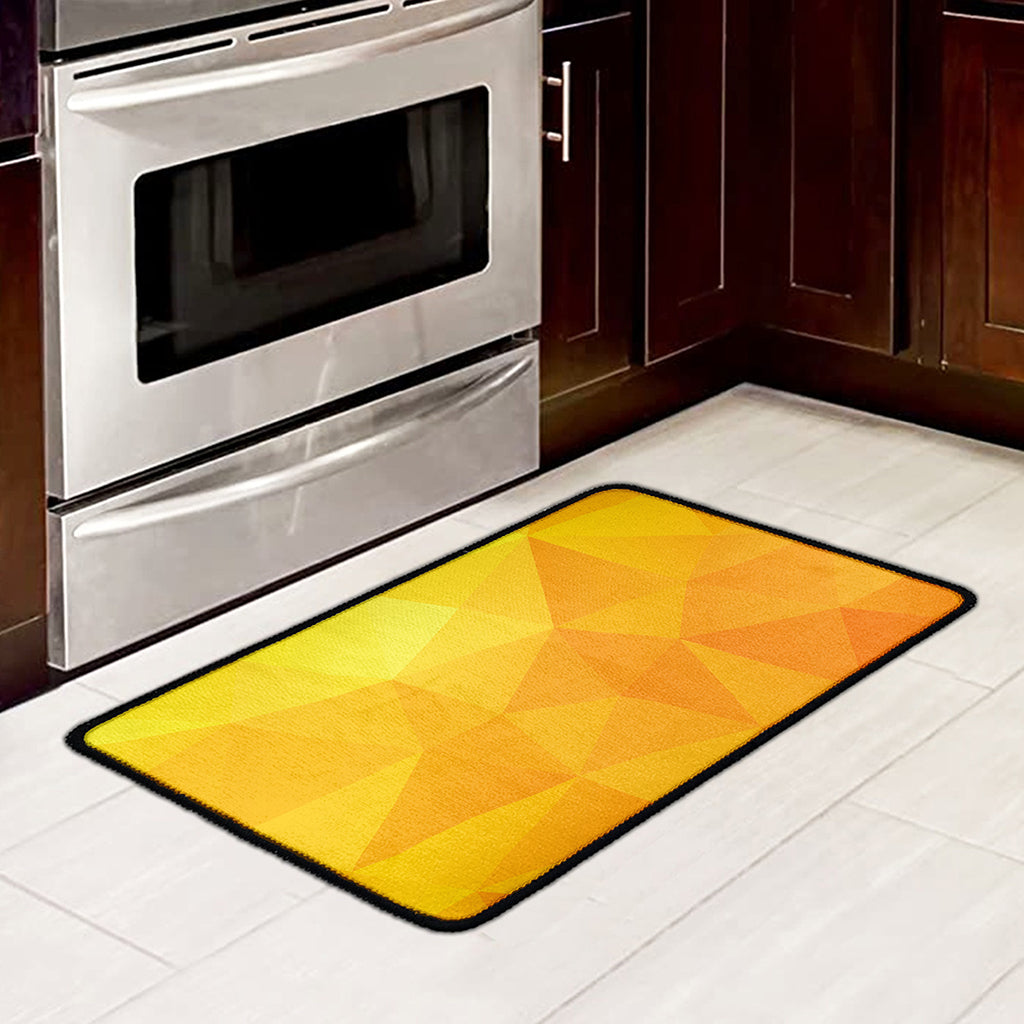 Yellow Polygonal Geometric Print Kitchen Mat