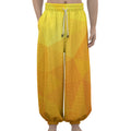 Yellow Polygonal Geometric Print Lantern Pants