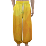 Yellow Polygonal Geometric Print Lantern Pants