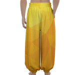 Yellow Polygonal Geometric Print Lantern Pants