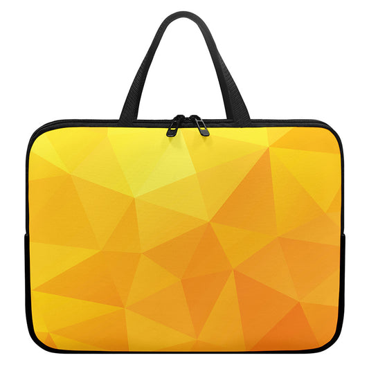 Yellow Polygonal Geometric Print Laptop Sleeve With Handle