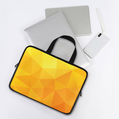 Yellow Polygonal Geometric Print Laptop Sleeve With Handle
