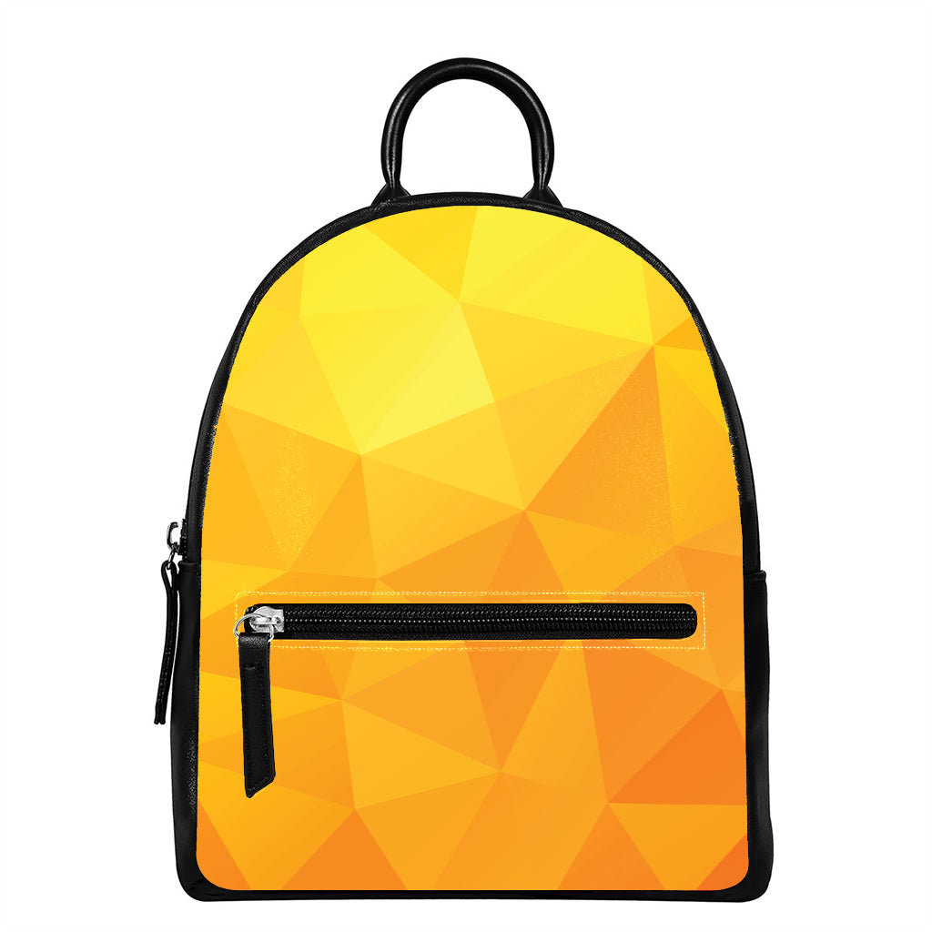Yellow Polygonal Geometric Print Leather Backpack
