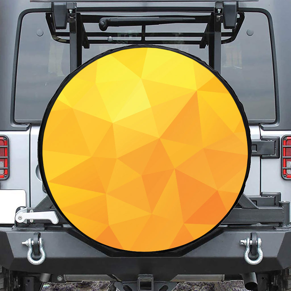 Yellow Polygonal Geometric Print Leather Spare Tire Cover