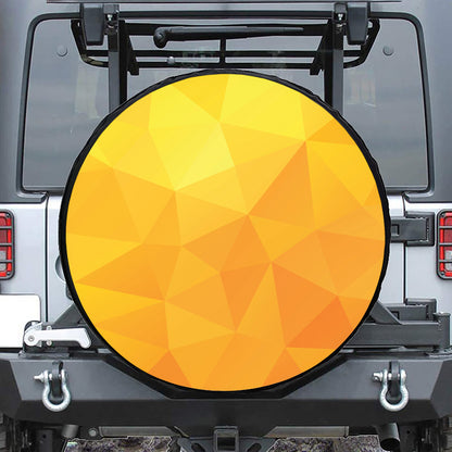 Yellow Polygonal Geometric Print Leather Spare Tire Cover