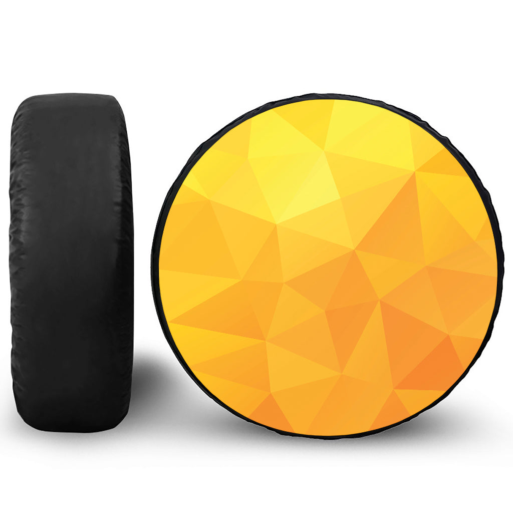 Yellow Polygonal Geometric Print Leather Spare Tire Cover