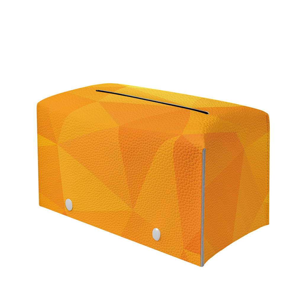 Yellow Polygonal Geometric Print Leather Tissue Box Cover
