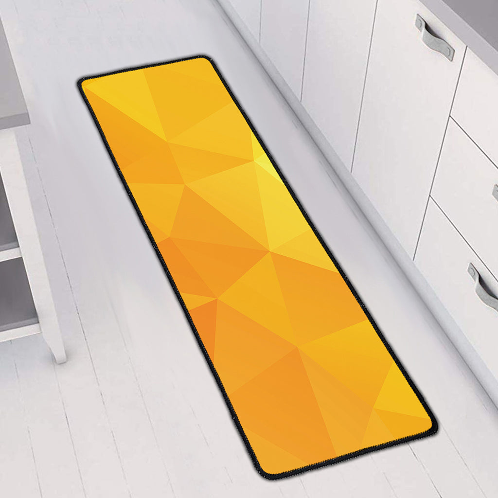 Yellow Polygonal Geometric Print Long Kitchen Mat