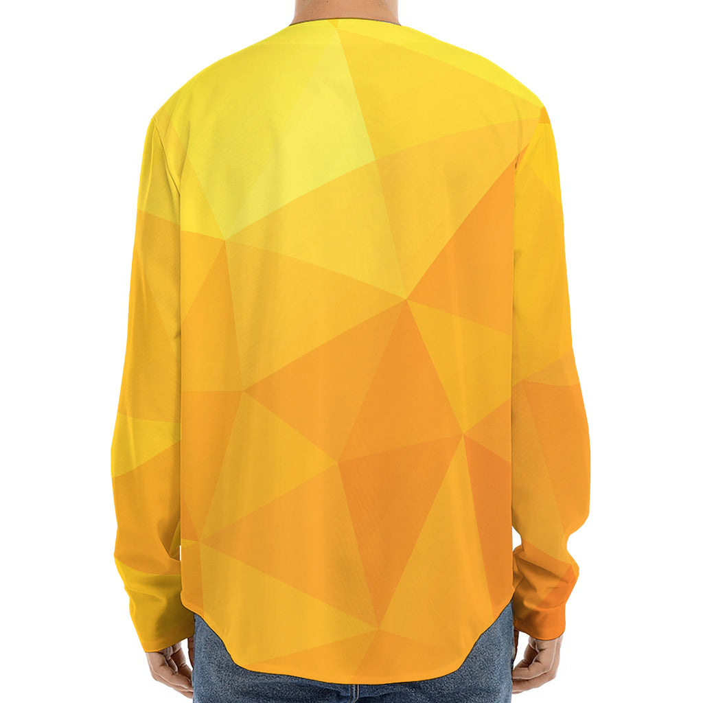 Yellow Polygonal Geometric Print Long Sleeve Baseball Jersey