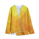 Yellow Polygonal Geometric Print Long Sleeve Short Coat