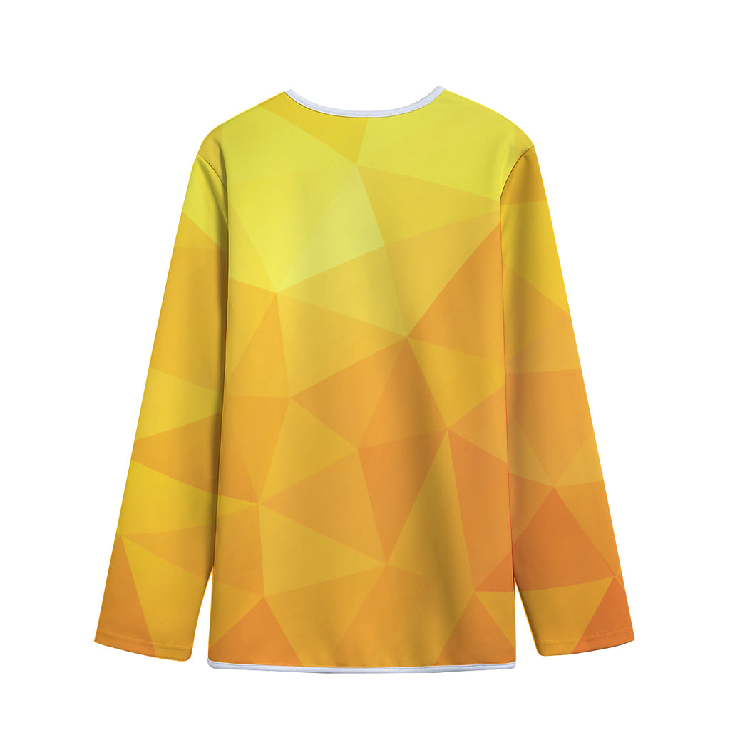 Yellow Polygonal Geometric Print Long Sleeve Short Coat