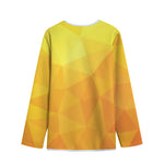 Yellow Polygonal Geometric Print Long Sleeve Short Coat