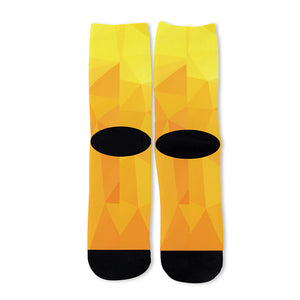 Yellow Polygonal Geometric Print Long Socks