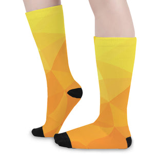 Yellow Polygonal Geometric Print Long Socks