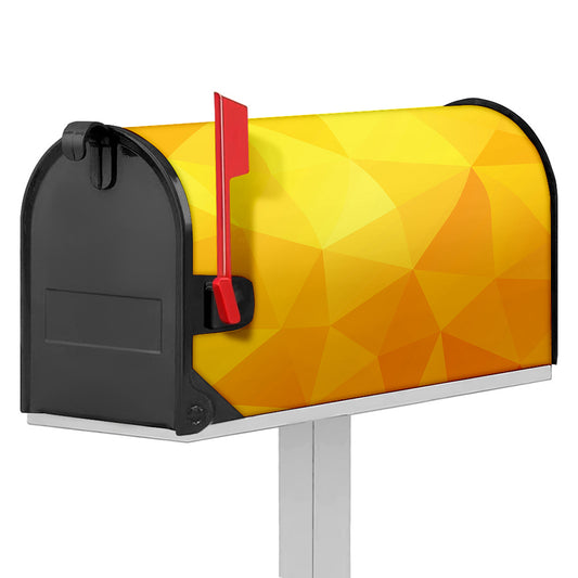 Yellow Polygonal Geometric Print Mailbox Cover