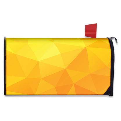 Yellow Polygonal Geometric Print Mailbox Cover